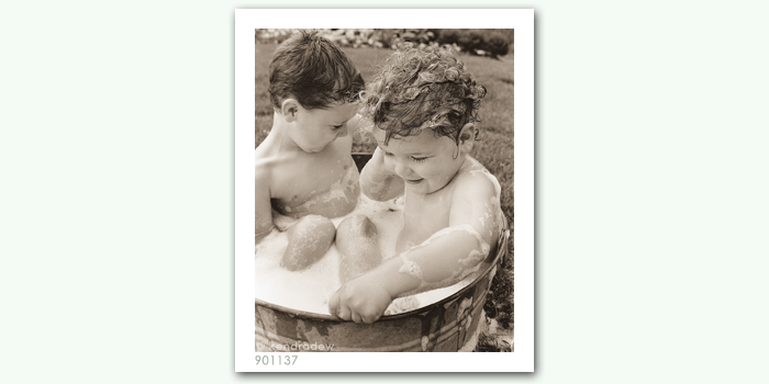 photograph of children in tub