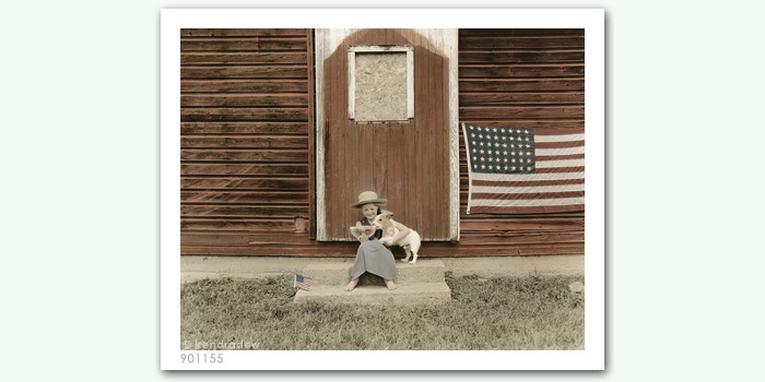 photograph of girl and flag