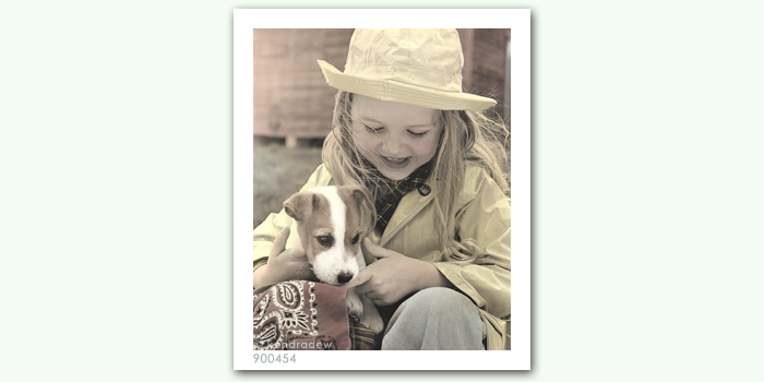photograph of girl and dog