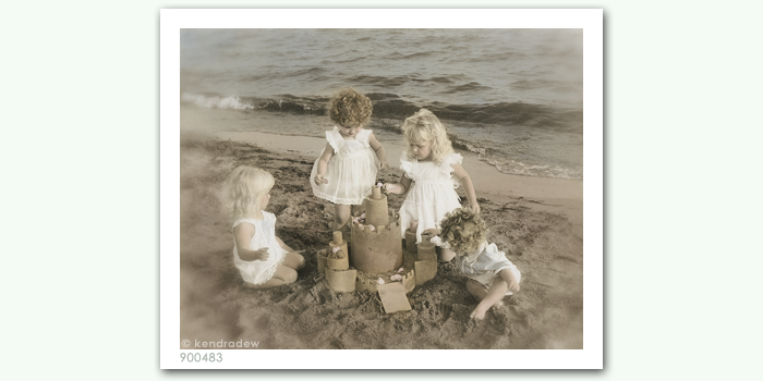 photograph of children on beach