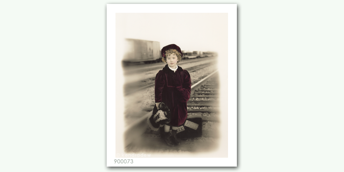 photograph of girl at train station