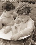 photograph of children in tub