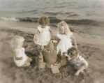 photograph of children on beach